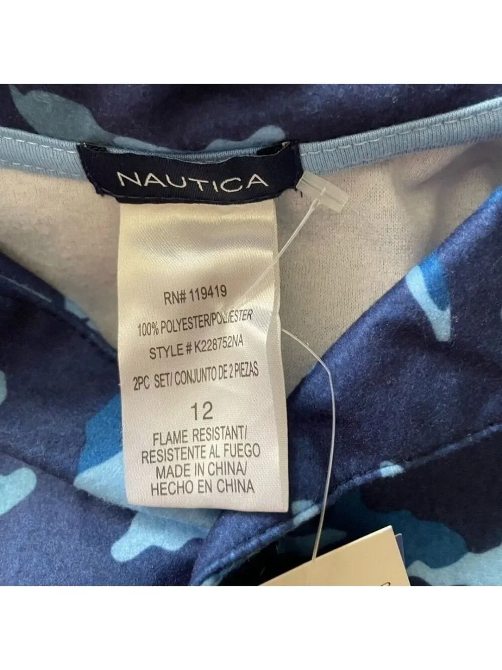 Nautica Sleep Shirt Navy Blue Button Front Long Sleeve NWT Size 12 - Picture 7 of 9